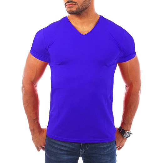 Męska koszulka t-shirt v-neck - indigo ze sklepu Risardi w kategorii T-shirty męskie - zdjęcie 161315963