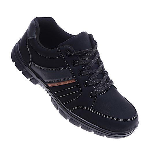 Sznurowane męskie czarne buty sportowe /C2-3 14677 T328/ ze sklepu Pantofelek24.pl w kategorii Półbuty męskie - zdjęcie 161316813
