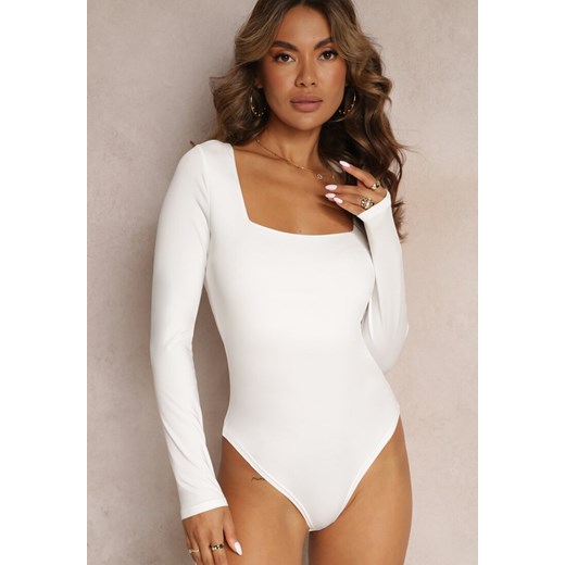 Białe Body z Kwadratowym Dekoltem i Długim Rękawem Gazzla ze sklepu Renee odzież w kategorii Bluzki damskie - zdjęcie 161317181