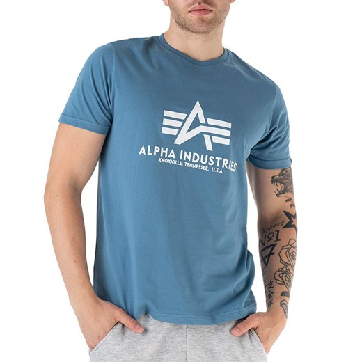 Koszulka Alpha Industries Basic T-shirt 100501538 - niebieska ze sklepu streetstyle24.pl w kategorii T-shirty męskie - zdjęcie 161317522