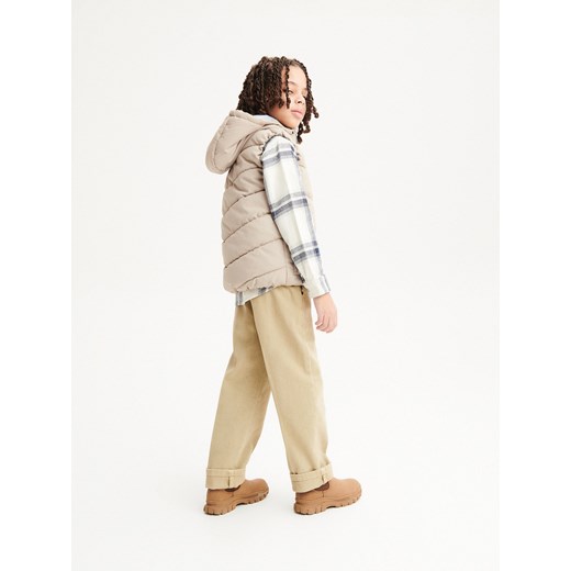 Reserved - Pikowana kamizelka z kapturem - Beżowy Reserved 116 (5-6 lat) Reserved