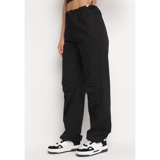 Czarne Szerokie Spodnie ze Stoperami Dalfo ze sklepu Born2be Odzież w kategorii Spodnie damskie - zdjęcie 161339723