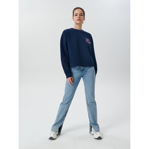 Sinsay - Bluza z nadrukiem - granatowy Sinsay S okazyjna cena Sinsay