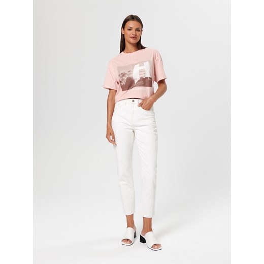 Bluzka damska Sinsay z okrągłym dekoltem z krótkim rękawem na wiosnę 