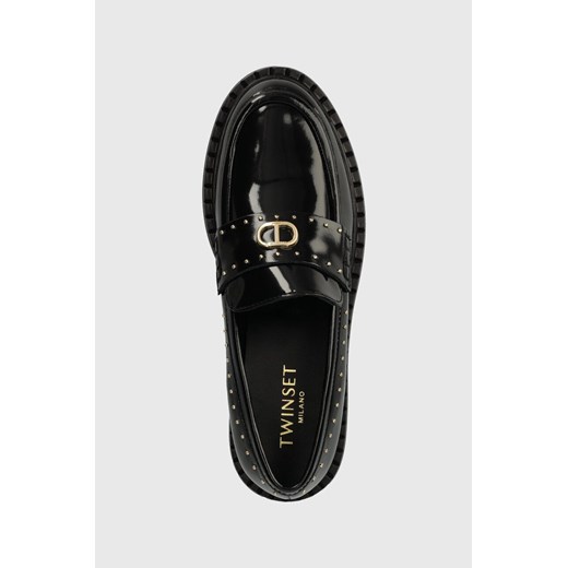 Twinset mokasyny skórzane damskie kolor czarny na platformie 232TCP042 Twinset 38 ANSWEAR.com