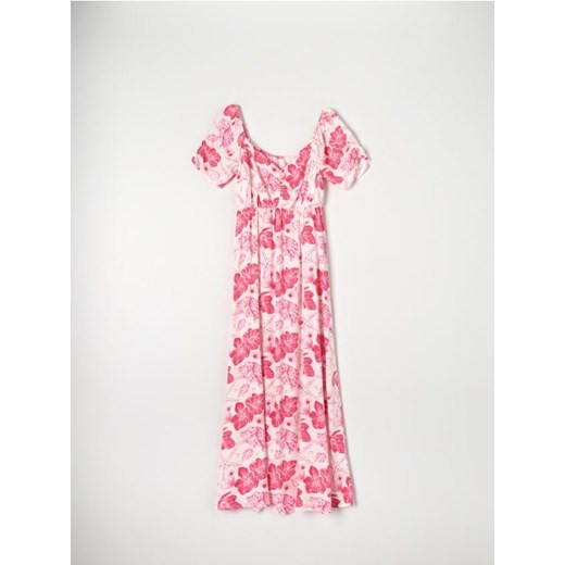 Sinsay - Sukienka midi w kwiaty - czerwony ze sklepu Sinsay w kategorii Sukienki - zdjęcie 161387102
