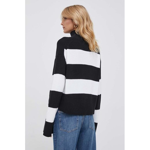 Calvin Klein Jeans sweter bawełniany kolor czarny ciepły z golfem M ANSWEAR.com