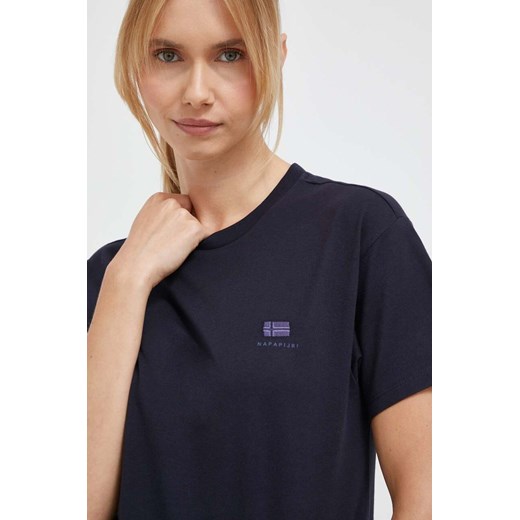Napapijri t-shirt bawełniany S-Nina kolor granatowy NP0A4H871761 ze sklepu ANSWEAR.com w kategorii Bluzki damskie - zdjęcie 161387370