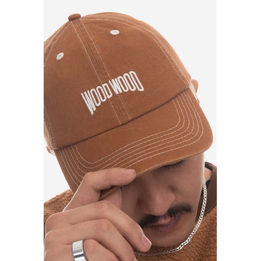 Wood Wood czapka z daszkiem bawełniana kolor brązowy z aplikacją 12240807.7083-ANTHRACITE ze sklepu PRM w kategorii Czapki z daszkiem męskie - zdjęcie 161390780
