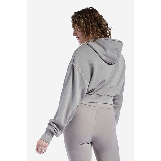 Reebok Classic bluza bawełniana Dye Cropped damska kolor szary z kapturem gładka Reebok Classic S okazyjna cena PRM