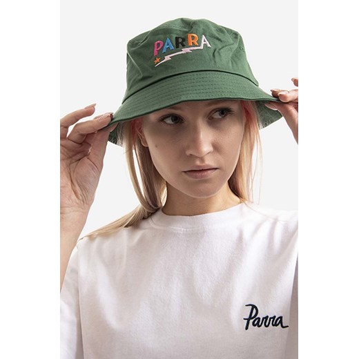by Parra kapelusz bawełniany kolor zielony bawełniany 47360.GREEN-GREEN By Parra L/XL PRM okazja