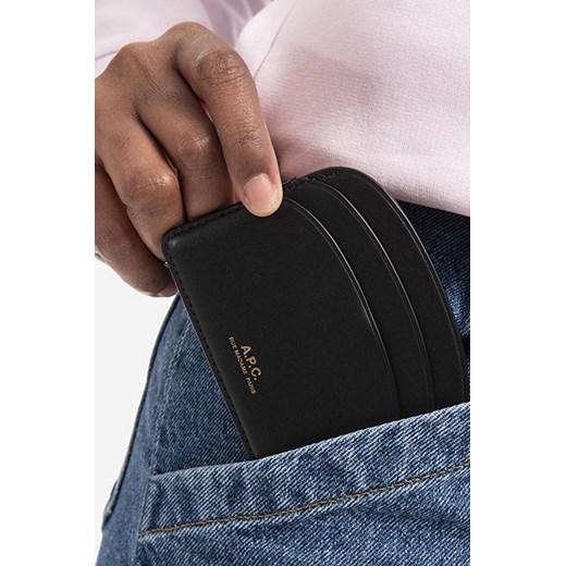 A.P.C. etui na karty skórzane kolor czarny PXAWV.F63270-BLACK ONE okazja PRM