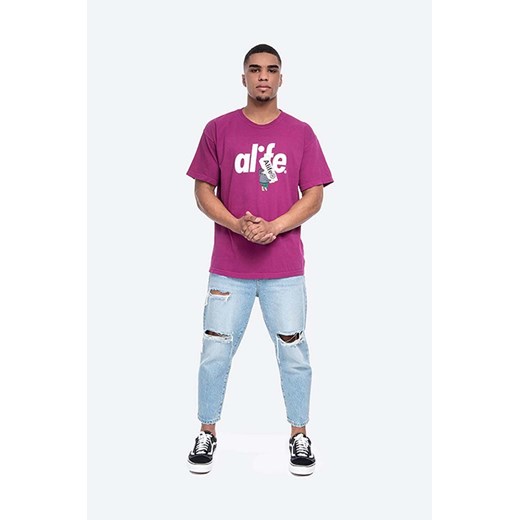 Alife t-shirt bawełniany Boostin kolor fioletowy wzorzysty ALISS20-60 Alife M promocja PRM
