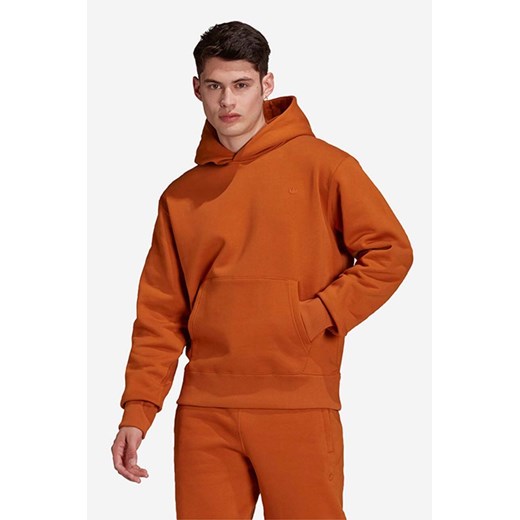 adidas Originals bluza Adicolor Trefoil Hoodie męska kolor pomarańczowy z kapturem gładka H09177-POMARANCZ ze sklepu PRM w kategorii Bluzy męskie - zdjęcie 161393634