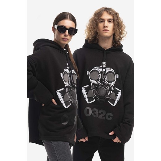 032C bluza bawełniana Oversized Mask kolor czarny z kapturem z nadrukiem S okazja PRM