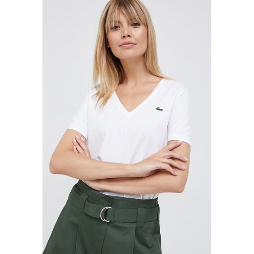 Lacoste t-shirt bawełniany TF8392 kolor biały TF8392-CPM Lacoste 34 okazyjna cena PRM