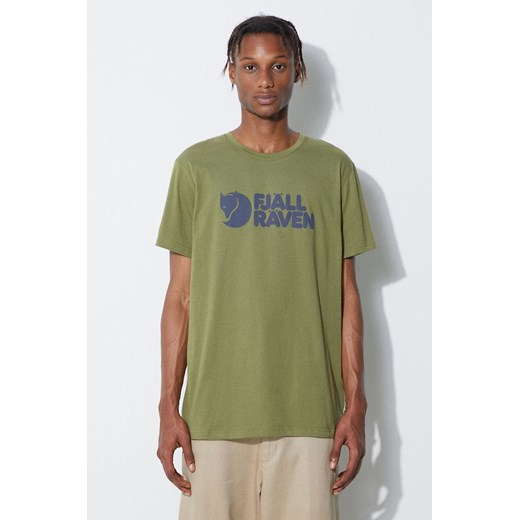 Fjallraven t-shirt męski kolor zielony z nadrukiem 87310-CAPER.GRE ze sklepu PRM w kategorii T-shirty męskie - zdjęcie 161394801
