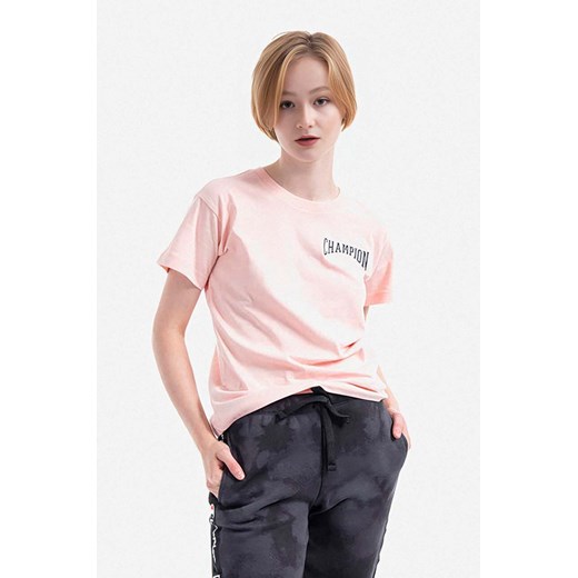 Champion t-shirt bawełniany kolor różowy 114525-WW001 ze sklepu PRM w kategorii Bluzki damskie - zdjęcie 161395011