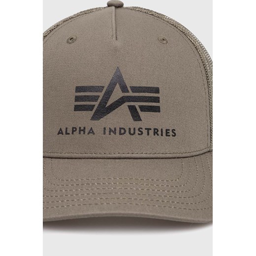 Alpha Industries czapka z daszkiem kolor zielony z nadrukiem Alpha Industries ONE wyprzedaż PRM