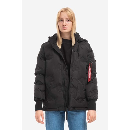 Alpha Industries Kurtka Hooded Logo Puffer Damska Kolor Czarny Zimowa ...