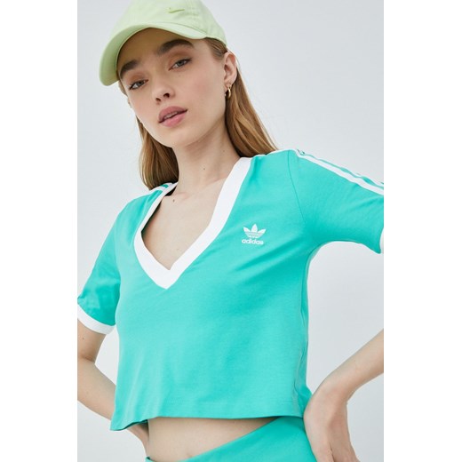 adidas Originals t-shirt HG6596 damski kolor zielony HG6596-HIREGR ze sklepu PRM w kategorii Bluzki damskie - zdjęcie 161396312