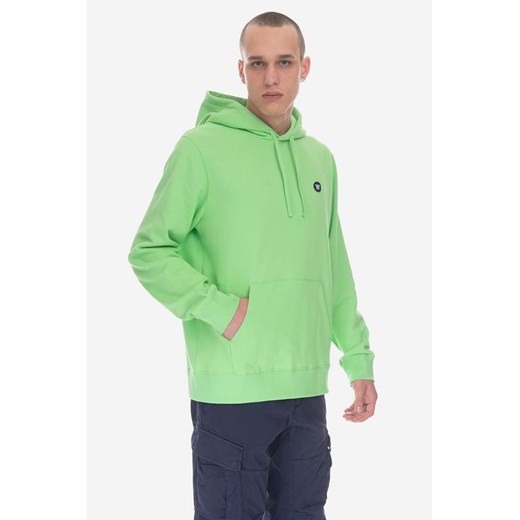 Wood Wood bluza bawełniana męska kolor zielony z kapturem gładka 10245604.2424-PALEGREEN ze sklepu PRM w kategorii Bluzy męskie - zdjęcie 161397373