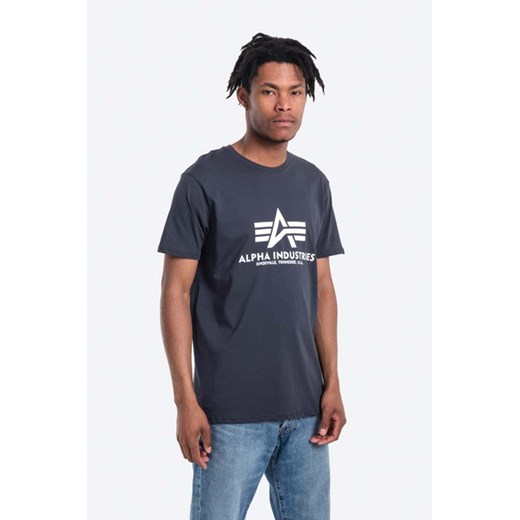 Alpha Industries t-shirt bawełniany Basic T-Shirt kolor granatowy z nadrukiem 100501.02 ze sklepu PRM w kategorii T-shirty męskie - zdjęcie 161398633