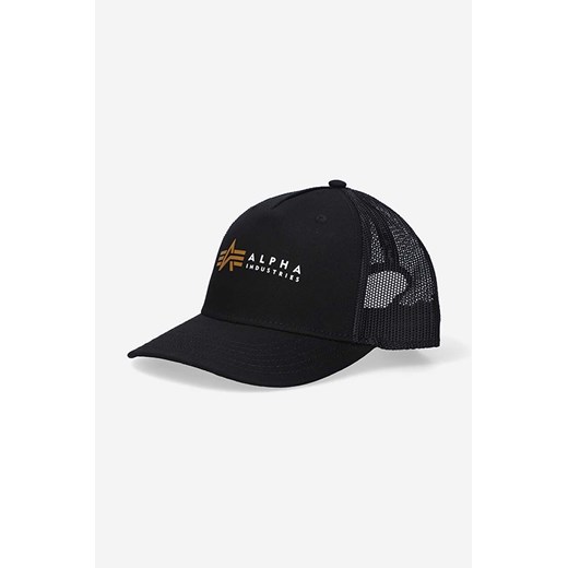 Alpha Industries czapka z daszkiem Trucker Cap kolor czarny z nadrukiem 106901.03-CZARNY ze sklepu PRM w kategorii Czapki z daszkiem damskie - zdjęcie 161398741