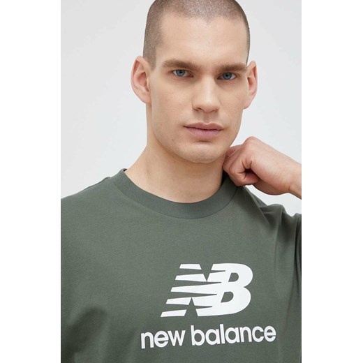 New Balance t-shirt bawełniany kolor zielony wzorzysty MT31541DON-DON New Balance S wyprzedaż PRM