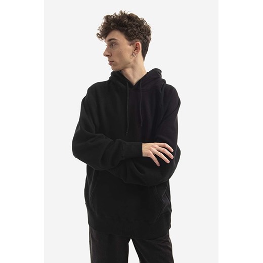 Edwin bluza bawełniana Mood Hoodie Sweat męska kolor czarny z kapturem gładka I030316.8967-Black ze sklepu PRM w kategorii Bluzy męskie - zdjęcie 161399494