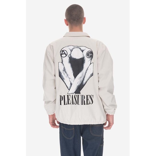 PLEASURES kurtka Bended Coach Jacket męska kolor biały przejściowa oversize Pleasures XL PRM wyprzedaż