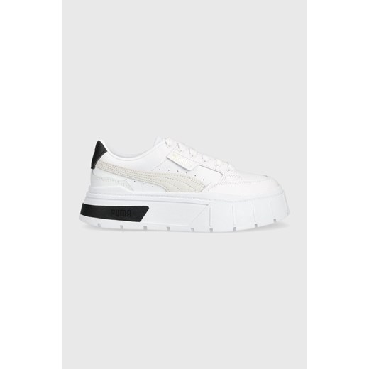 Puma sneakersy skórzane  Mayze Stack Wns kolor biały 384363 ze sklepu PRM w kategorii Buty sportowe damskie - zdjęcie 161399882