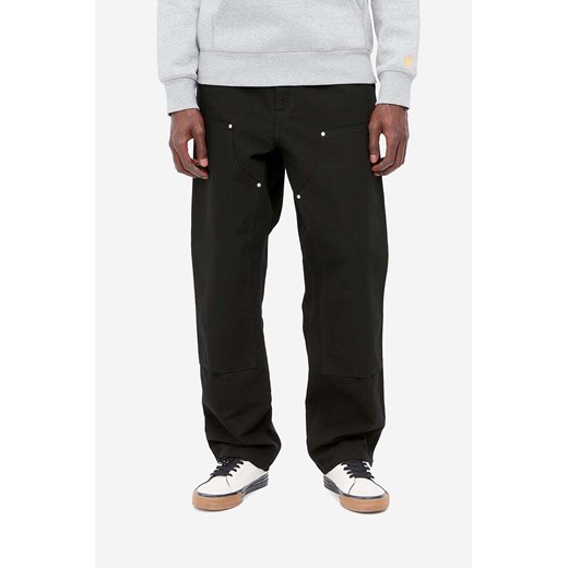 Carhartt WIP spodnie bawełniane Double Knee Pant kolor czarny proste I031501-BLACK ze sklepu PRM w kategorii Spodnie męskie - zdjęcie 161400232