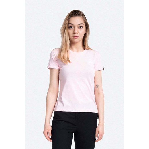 Alpha Industries t-shirt bawełniany Basic T Logo Wmn kolor różowy 196054.491-ROZOWY ze sklepu PRM w kategorii Bluzki damskie - zdjęcie 161400250