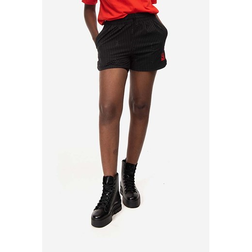 Puma szorty x Vogue Woven Shorts damskie kolor czarny wzorzyste medium waist 534693.01-CZARNY ze sklepu PRM w kategorii Szorty - zdjęcie 161400292