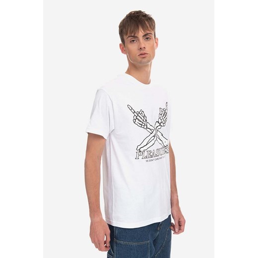 PLEASURES t-shirt bawełniany Dont Care T-shirt kolor biały z nadrukiem P23SP051-WHITE ze sklepu PRM w kategorii T-shirty męskie - zdjęcie 161400424