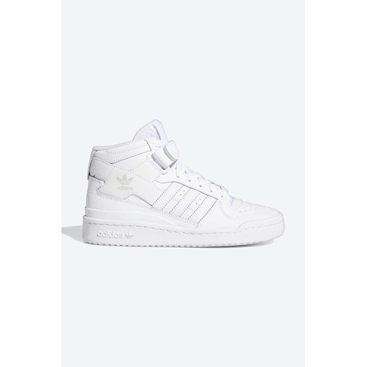 adidas Originals sneakersy skórzane Forum Mid J FZ2086 kolor biały ze sklepu PRM w kategorii Buty sportowe damskie - zdjęcie 161400573