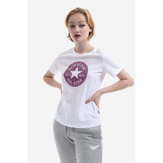 Converse t-shirt bawełniany kolor biały 10023438.A02-WHITE ze sklepu PRM w kategorii Bluzki damskie - zdjęcie 161400633