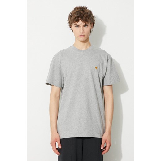 Carhartt WIP t-shirt bawełniany kolor szary gładki I026391.Grey.H-Grey.Heat ze sklepu PRM w kategorii T-shirty męskie - zdjęcie 161401434