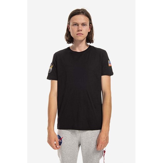 Alpha Industries t-shirt bawełniany NASA kolor czarny z aplikacją 176506.03-CZARNY ze sklepu PRM w kategorii T-shirty męskie - zdjęcie 161401510
