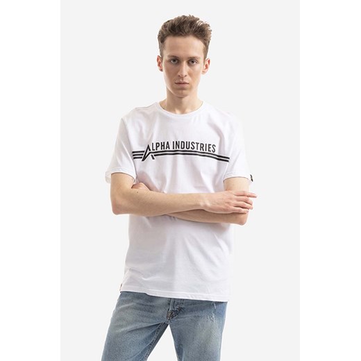Alpha Industries t-shirt bawełniany  T kolor biały z nadrukiem 126505 92 126505.92-BIALY ze sklepu PRM w kategorii T-shirty męskie - zdjęcie 161402621