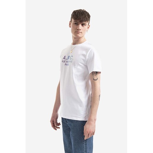 A.P.C. t-shirt bawełniany Tony kolor biały z nadrukiem COEAV.H26082-WHITE ze sklepu PRM w kategorii T-shirty męskie - zdjęcie 161402632