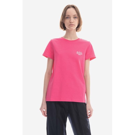 A.P.C. t-shirt bawełniany New Denise kolor różowy COEZC.F26848-OFFWHITE ze sklepu PRM w kategorii Bluzki damskie - zdjęcie 161403392