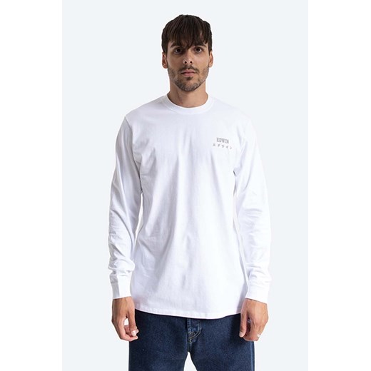 Edwin bluza bawełniana Logo Chest męska kolor biały z nadrukiem I028563.0267-White ze sklepu PRM w kategorii Bluzy męskie - zdjęcie 161403883