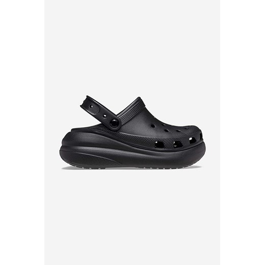 Crocs klapki Classic Crush Clog damskie kolor czarny na platformie 207521.BLACK-Czarny ze sklepu PRM w kategorii Klapki damskie - zdjęcie 161403990