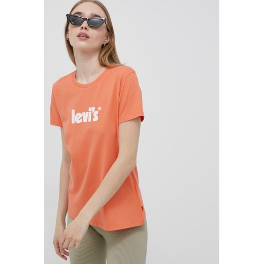 Levi's t-shirt bawełniany kolor pomarańczowy 17369.1839-Reds ze sklepu PRM w kategorii Bluzki damskie - zdjęcie 161404622