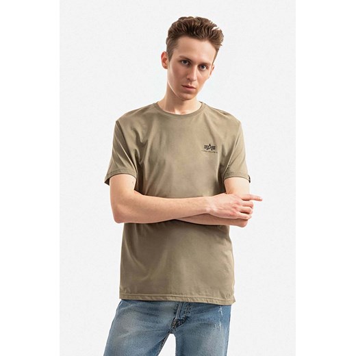 Alpha Industries t-shirt bawełniany Backprint kolor zielony z nadrukiem 128507.154-ZIELONY ze sklepu PRM w kategorii T-shirty męskie - zdjęcie 161405064