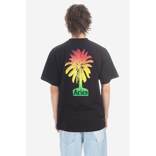 Aries t-shirt bawełniany kolor czarny z nadrukiem Aries Palm SS Tee AR60004 Aries M okazyjna cena PRM
