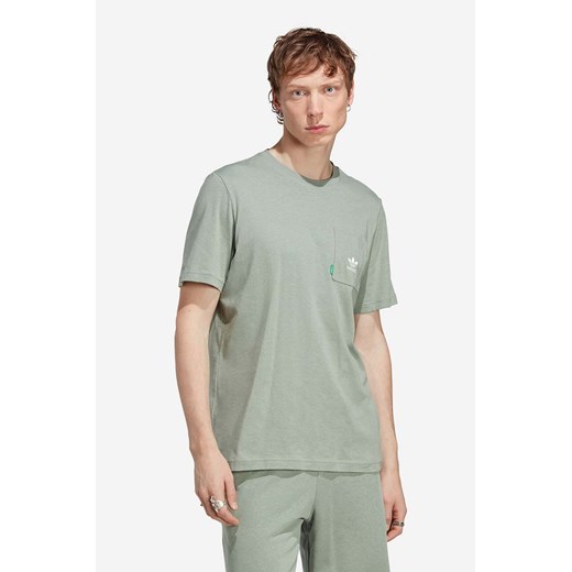 adidas Originals t-shirt ESS+ TEE H męski kolor zielony gładki HR2955-ZIELONY L wyprzedaż PRM
