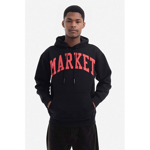 Market bluza bawełniana męska kolor czarny z kapturem z nadrukiem 397000194-16 ze sklepu PRM w kategorii Bluzy męskie - zdjęcie 161406193